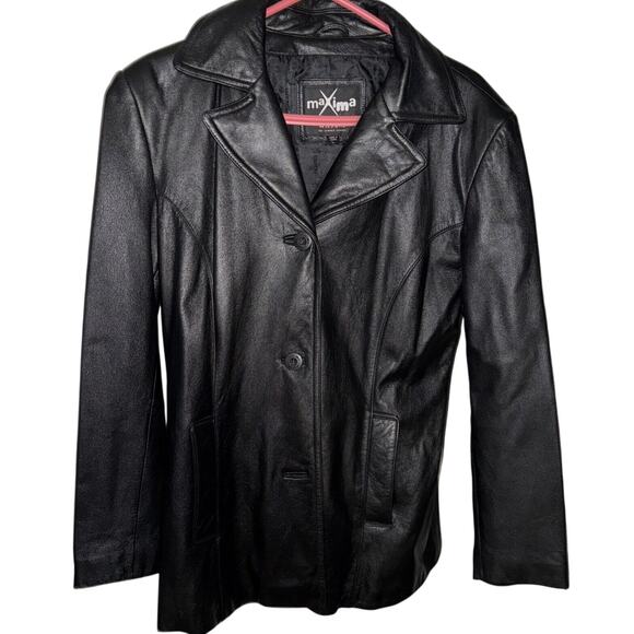Vintage 90s Wilsons black Leather Maxima Leather Jacket - large - Picture 1 of 12